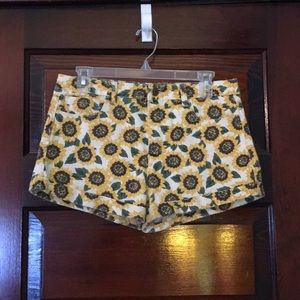 Sunflower Print Denim Shorts